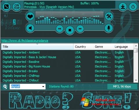 Skjermbilde RadioSure Windows 7