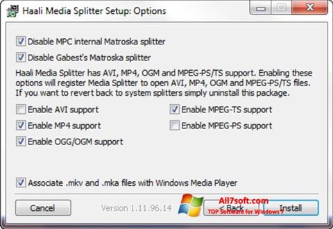 Skjermbilde Haali Media Splitter Windows 7