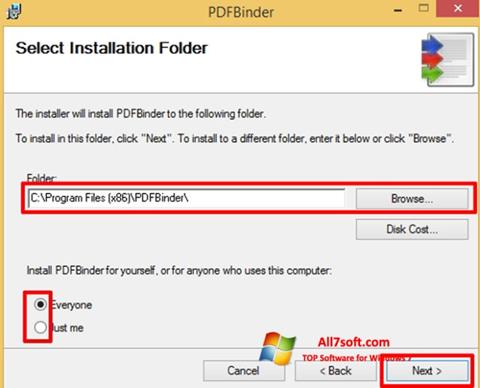 Skjermbilde PDFBinder Windows 7