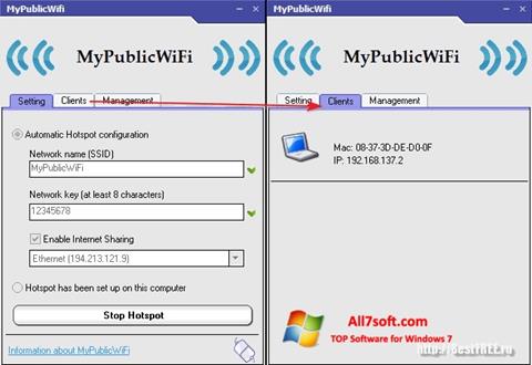 Skjermbilde MyPublicWiFi Windows 7