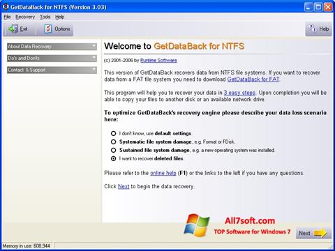 Skjermbilde GetDataBack Windows 7