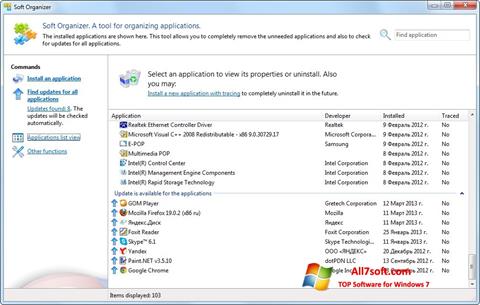 Skjermbilde Soft Organizer Windows 7