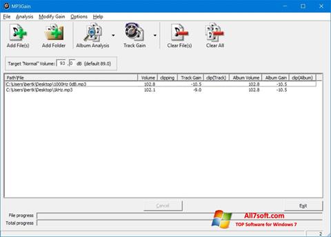 Skjermbilde MP3Gain Windows 7