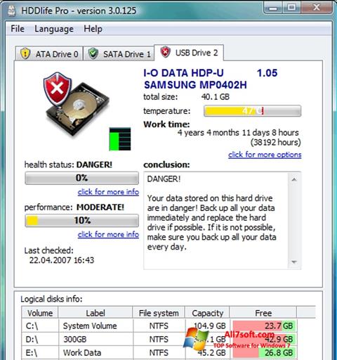 Skjermbilde HDDlife Windows 7