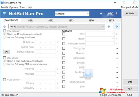 Skjermbilde NetSetMan Windows 7