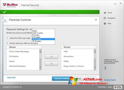 Skjermbilde McAfee Internet Security Windows 7