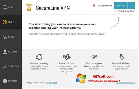 Skjermbilde Avast SecureLine VPN Windows 7