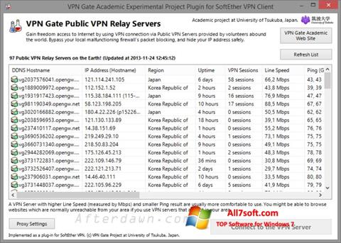 Skjermbilde VPN Gate Windows 7