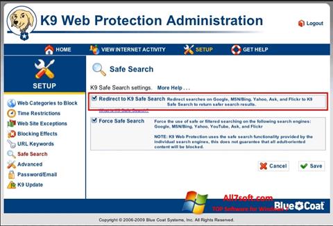 Skjermbilde K9 Web Protection Windows 7