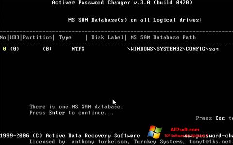 Skjermbilde Active Password Changer Windows 7