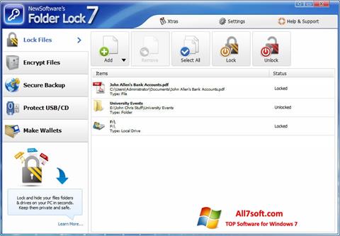 Skjermbilde Folder Lock Windows 7