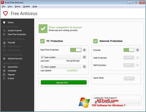 Skjermbilde Avira Free Antivirus Windows 7