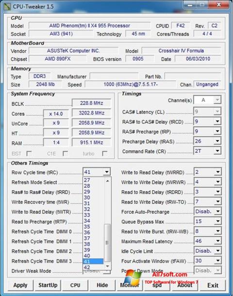 Skjermbilde CPU-Tweaker Windows 7