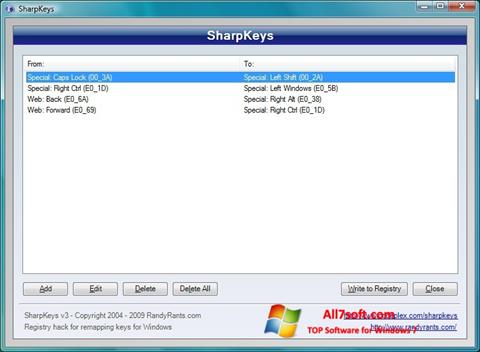 Skjermbilde SharpKeys Windows 7