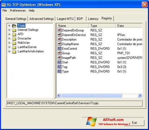 Skjermbilde TCP Optimizer Windows 7
