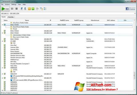 Skjermbilde Advanced IP Scanner Windows 7