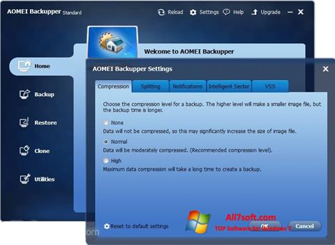 Skjermbilde AOMEI Backupper Windows 7