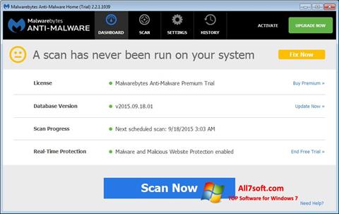 Skjermbilde Malwarebytes Anti-Malware Free Windows 7