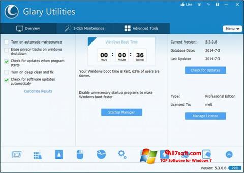 Skjermbilde Glary Utilities Pro Windows 7