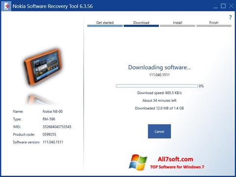 Skjermbilde Nokia Software Recovery Tool Windows 7
