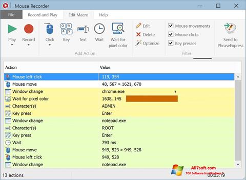 Skjermbilde Mouse Recorder Windows 7
