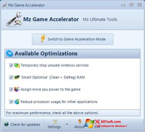 Skjermbilde Mz Game Accelerator Windows 7