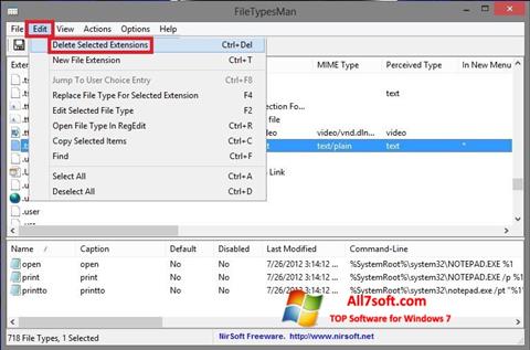 Skjermbilde Unassociate File Types Windows 7