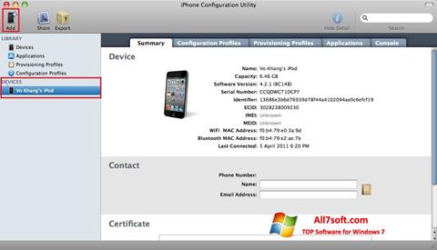 Skjermbilde iPhone Configuration Utility Windows 7