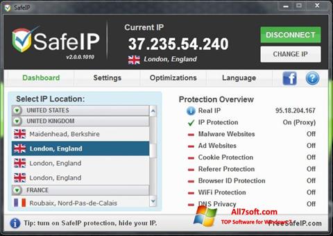 Skjermbilde SafeIP Windows 7