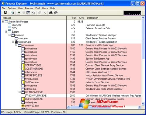 Skjermbilde Process Explorer Windows 7