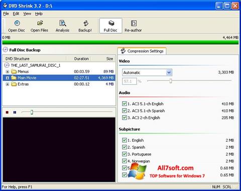 Skjermbilde DVD Shrink Windows 7