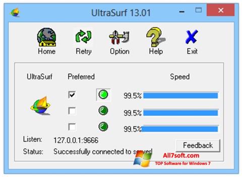 Skjermbilde UltraSurf Windows 7