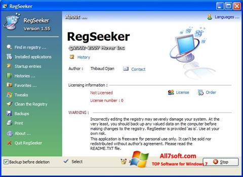 Skjermbilde RegSeeker Windows 7