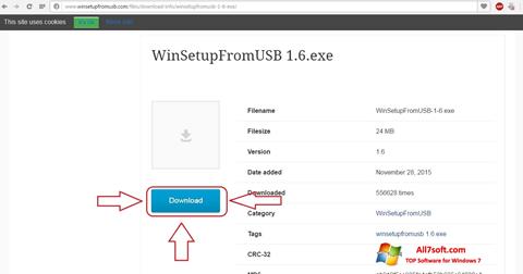 Skjermbilde WinSetupFromUSB Windows 7